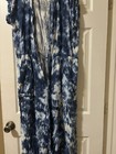 Rock & Republic Blue, White Button Jumpsuit Marble/Tie Dye Print Size XXL, Used — photo 3