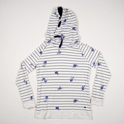 AjC Damen Kapuzensweatshirt Gr. 36/38 Weiß Blau Hoodie Pullover Sweater