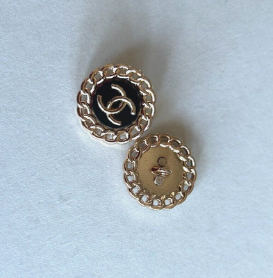 Chanel Vintage Button Set of 6 Size 23 mm Black Gold Tone Metal