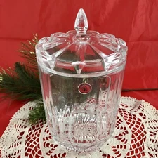 St George Fine Lead Crystal Toscany English Biscuit Cookie Jar Barrel Canister
