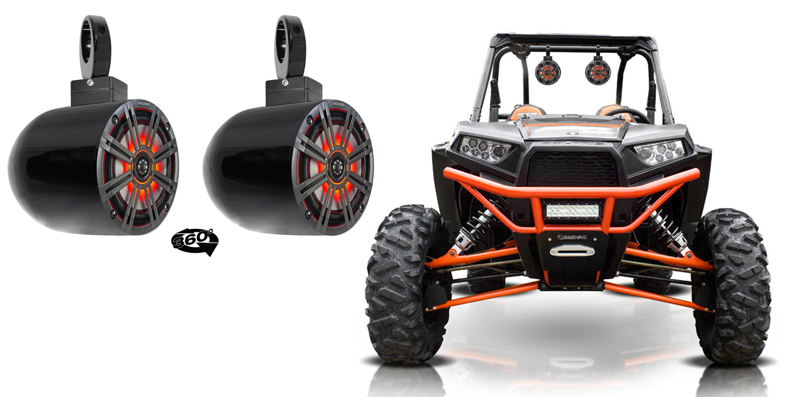 2 колонки kicker KM65 65 LED с поворотной на 360 черной алюминиевой башней для RZRATVUTV