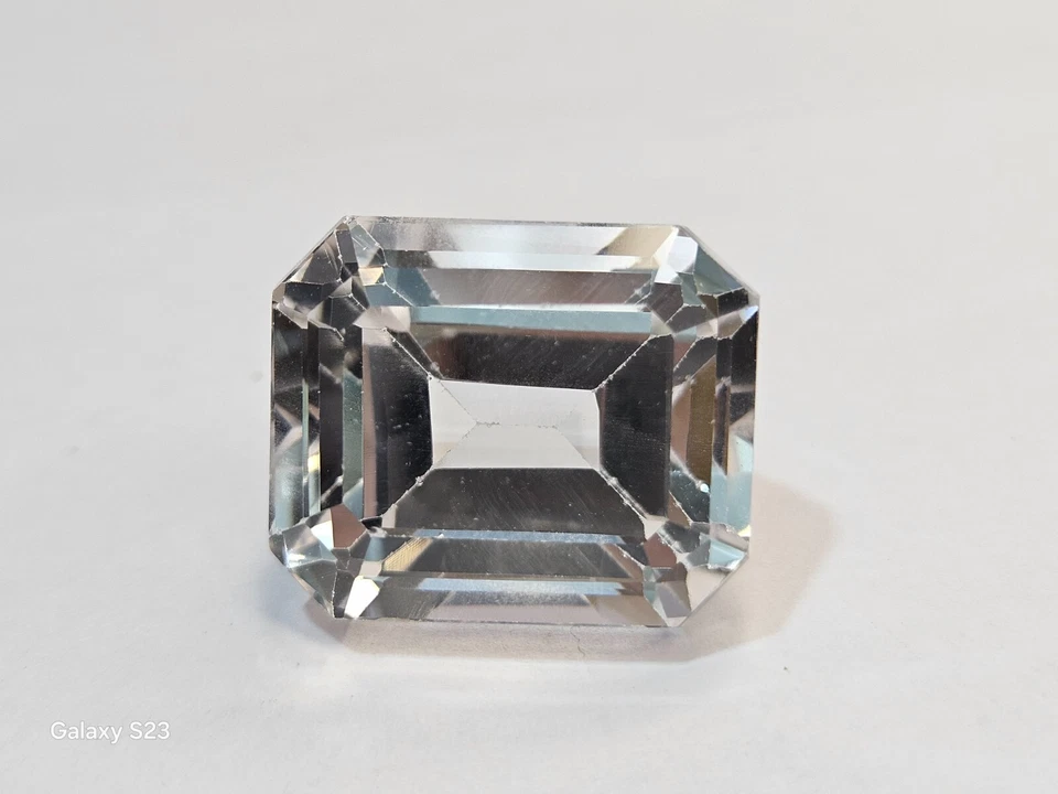 Piedra preciosa suelta natural zafiro blanco corte esmeralda de 50+ quilates certificada EGL KH274 Foto 2 de 4