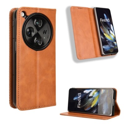 For OPPO Find N3 / OnePlus Open Magnetic Buckle Retro Texture Leather Phone Case