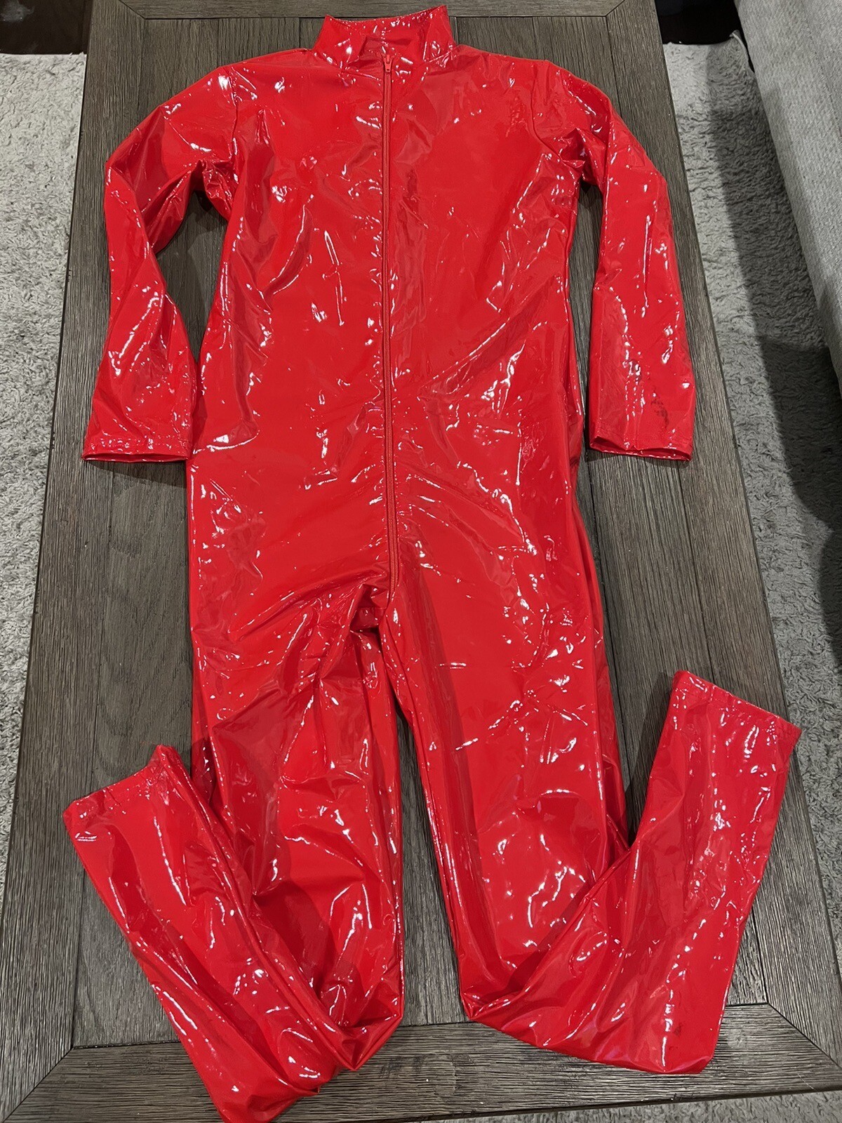 Mens Full Body Red Latex Leotard Jock Zentai Shiny La… Gem