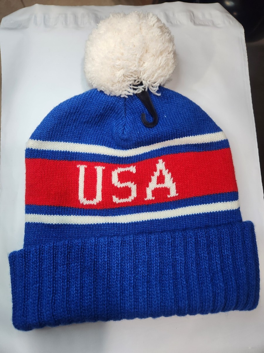 Polo Ralph Lauren USA Beanie with Pom-Pom Red White Blue Knit Hat