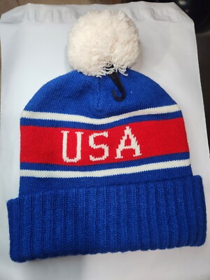 「新品タグ付き 」Polo Ralph Lauren USA BEANIE Polo Ralph Lauren USA Beanie with Pom-Pom Red White Blue Knit Hat