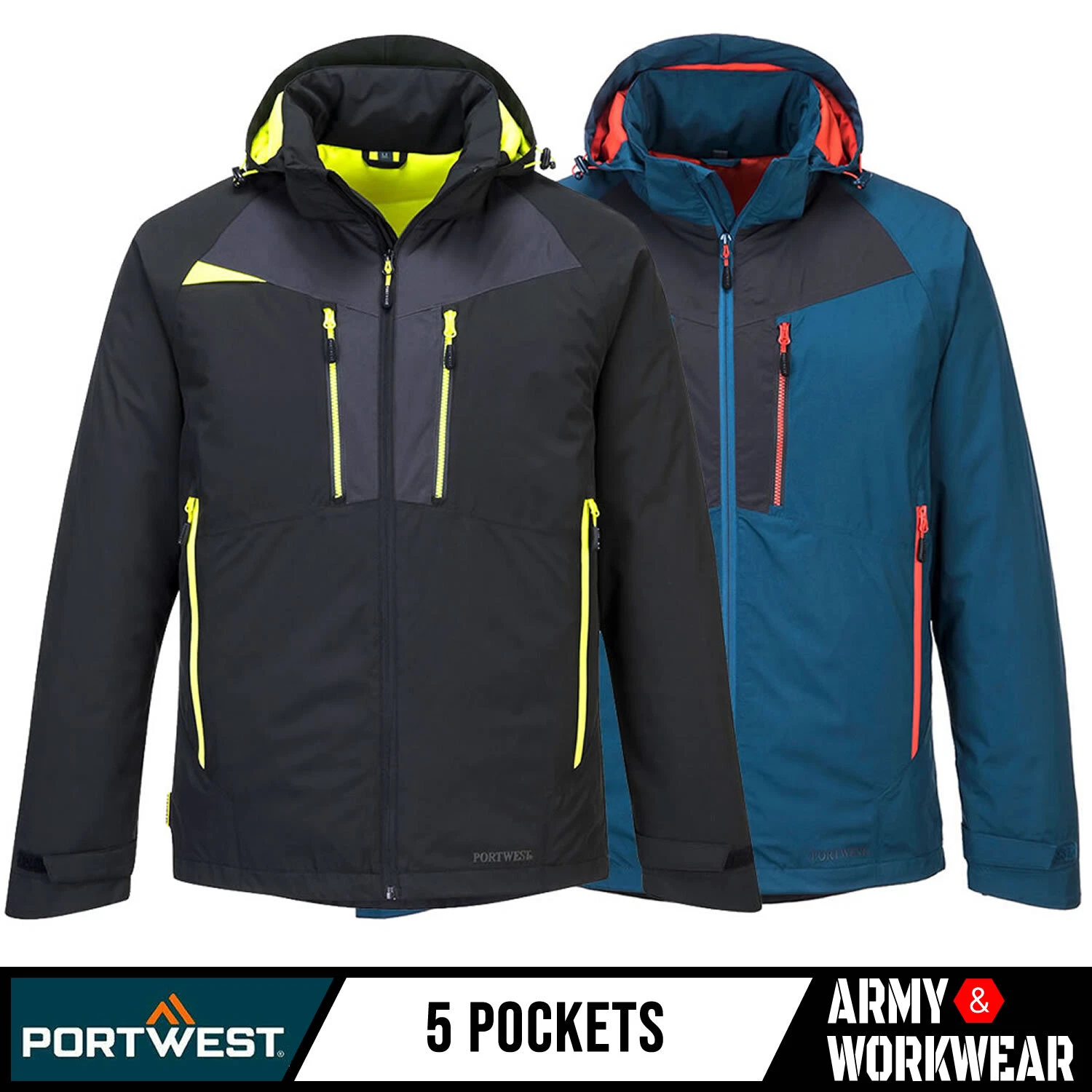 Portwest DX4 Winter Jacket Lined Padded Insulated Waterproof Jacket Workwear