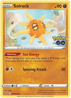 Solrock Pokemon TCG Card 039/078