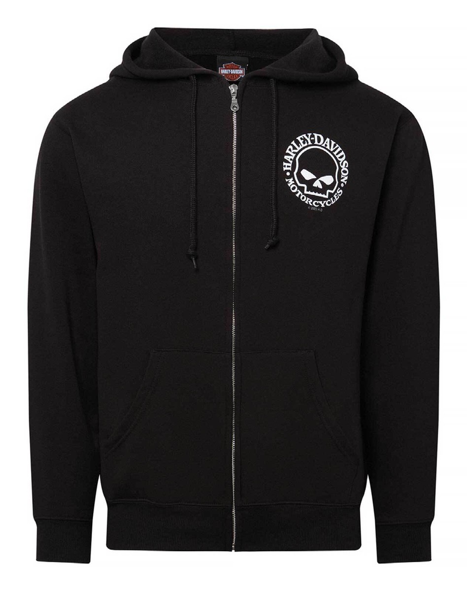 Harley-Davidson Men's Willie G Skull Logo Zip-Up Hoodie Sweatshirt