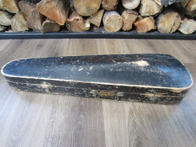 Antique 1800's Black Wood Violin Fiddle Coffin Case only Restore