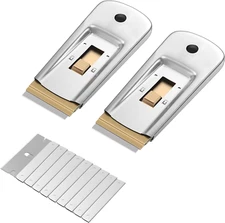 Bates Razor Blade Scraper, 2 Pack with 30 Extra Blades, for Glass, Window, Paint