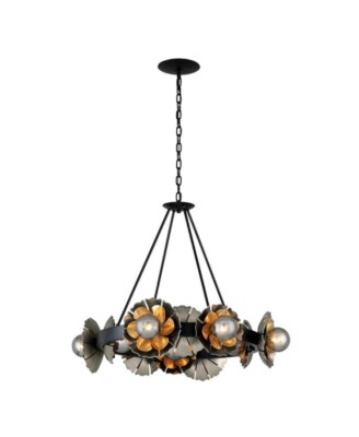 Magic Garden Kronleuchter mit 24 Lichtern 62 Zoll schwarz Graphit & Bronze Blatt 