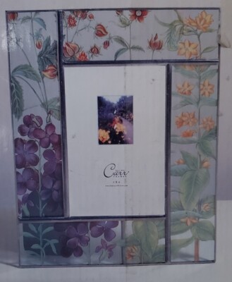 VTG CARR Silver Pressed Flowers Picture Frame-Country Garden-Fits 4x6 Photo-NIP