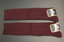 3 PAIRS Women's knee high sock crew BOOTS socks shoe size 4-10 SOLID Burgundy