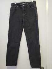 Eileen Fisher Jeans Black Denim High-Rise Straight Leg Size 6