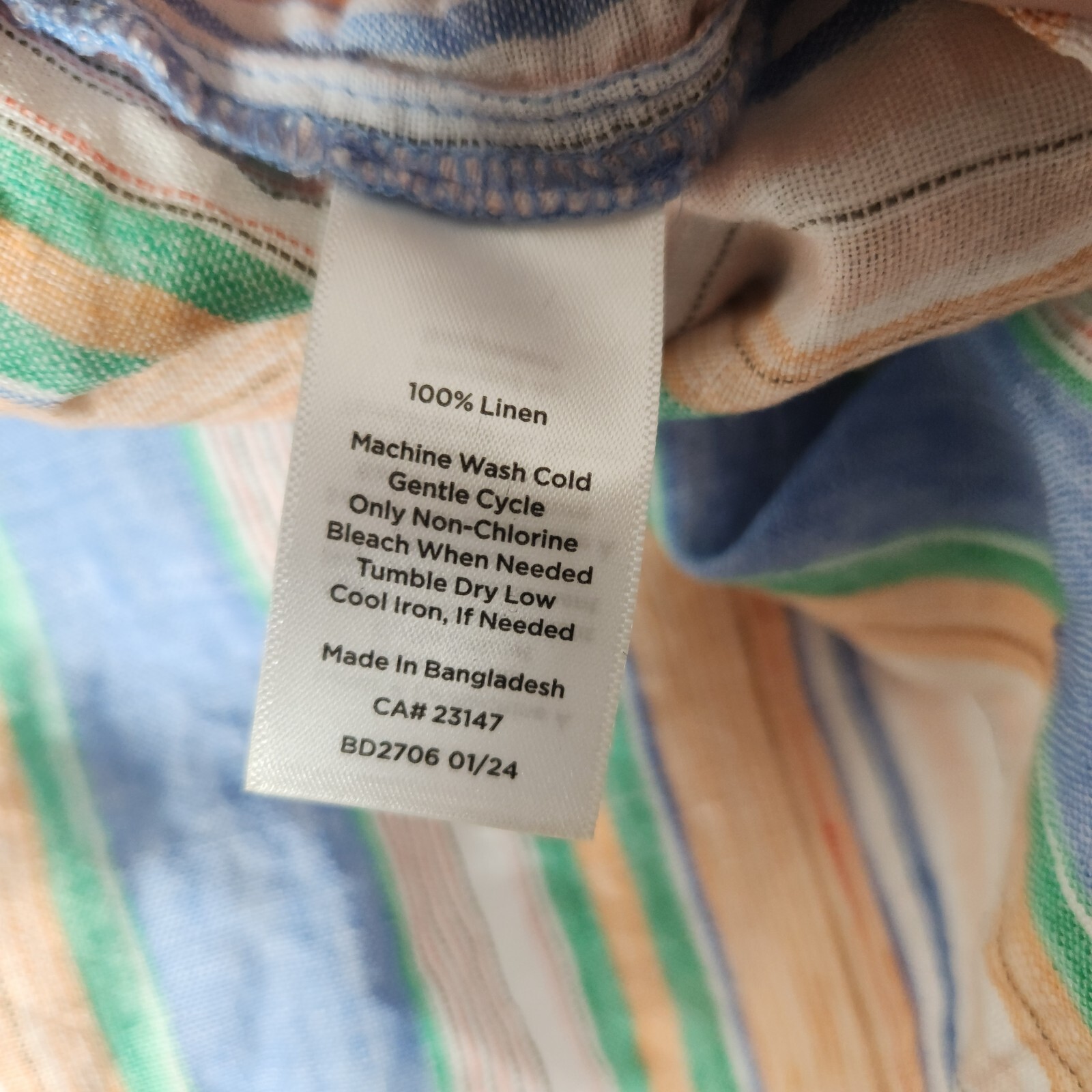 Talbots Linen Button Front Shirt Womens Medium Short Sleeve Tie Hem Striped