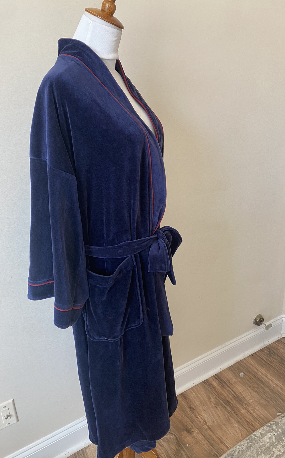 Vintage Christian Dior Velour Blue Red Bathrobe Mens … Gem