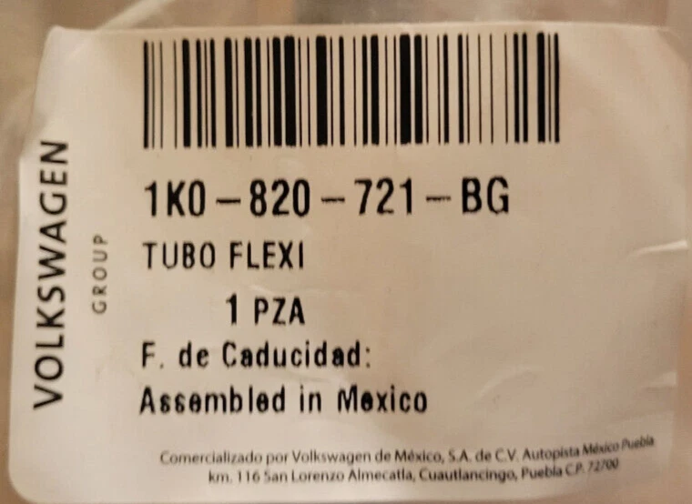 Manguera de succión de refrigerante aire acondicionado Volkswagen 1K0-820-721-BG para Golf 2011-2014 AD Foto 2 de 2