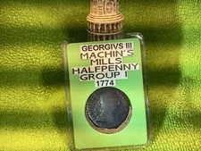 1774 GEORGIVS III MACHIN’S MILLS HALFPENNY GROUP I - VERY RARE COLONIAL COIN 