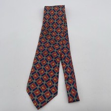 Vintage Burberrys Of London Tie 100 Silk Made in Italy Red Blue Yellow Crest
