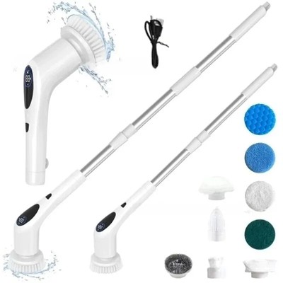 9 Heads Electric Spin Scrubber Cleaning Brush Cordless Voice Prompt
