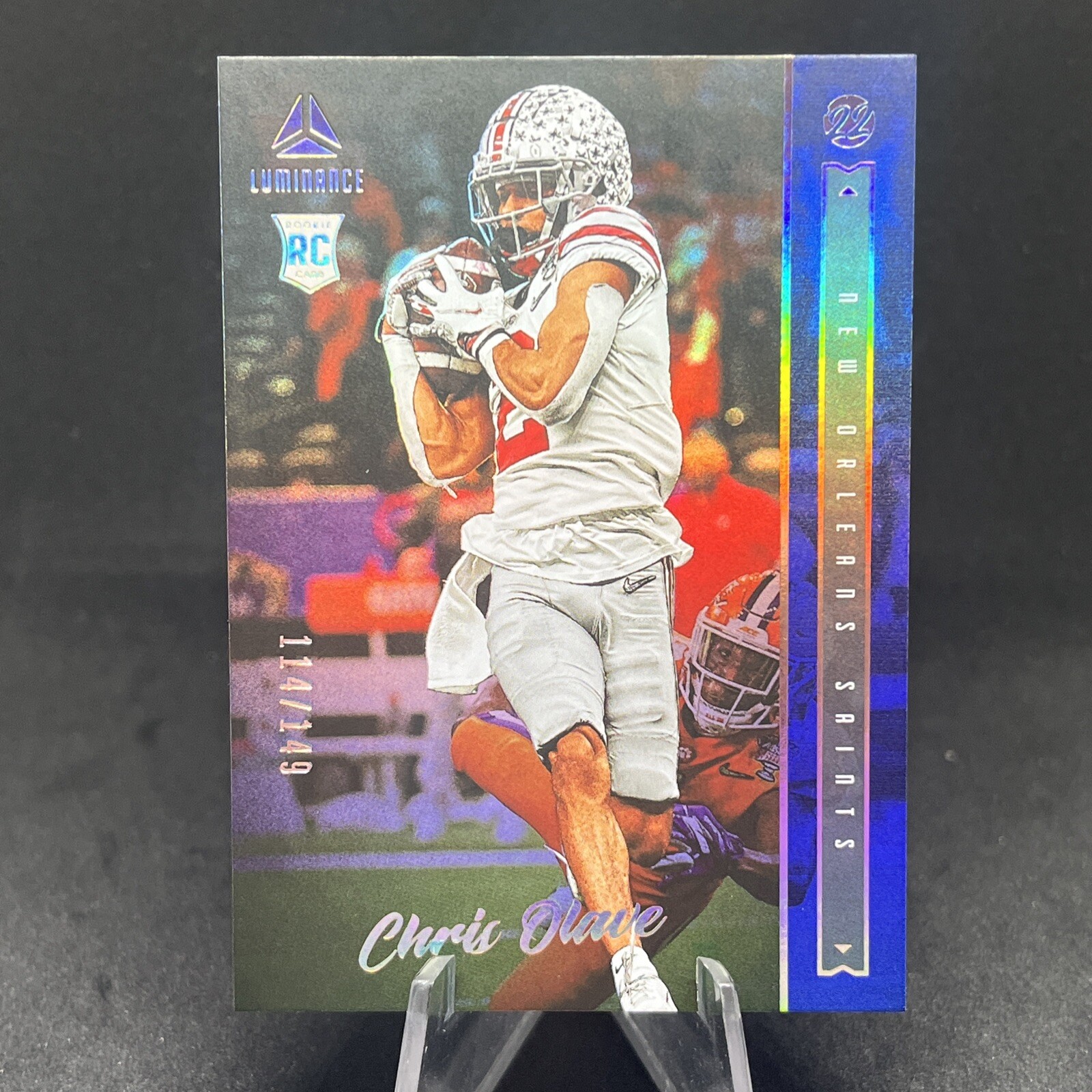 Chris Olave 2022 Panini Luminance Blue Rookie #'d /149 #116 NFL Saints RC