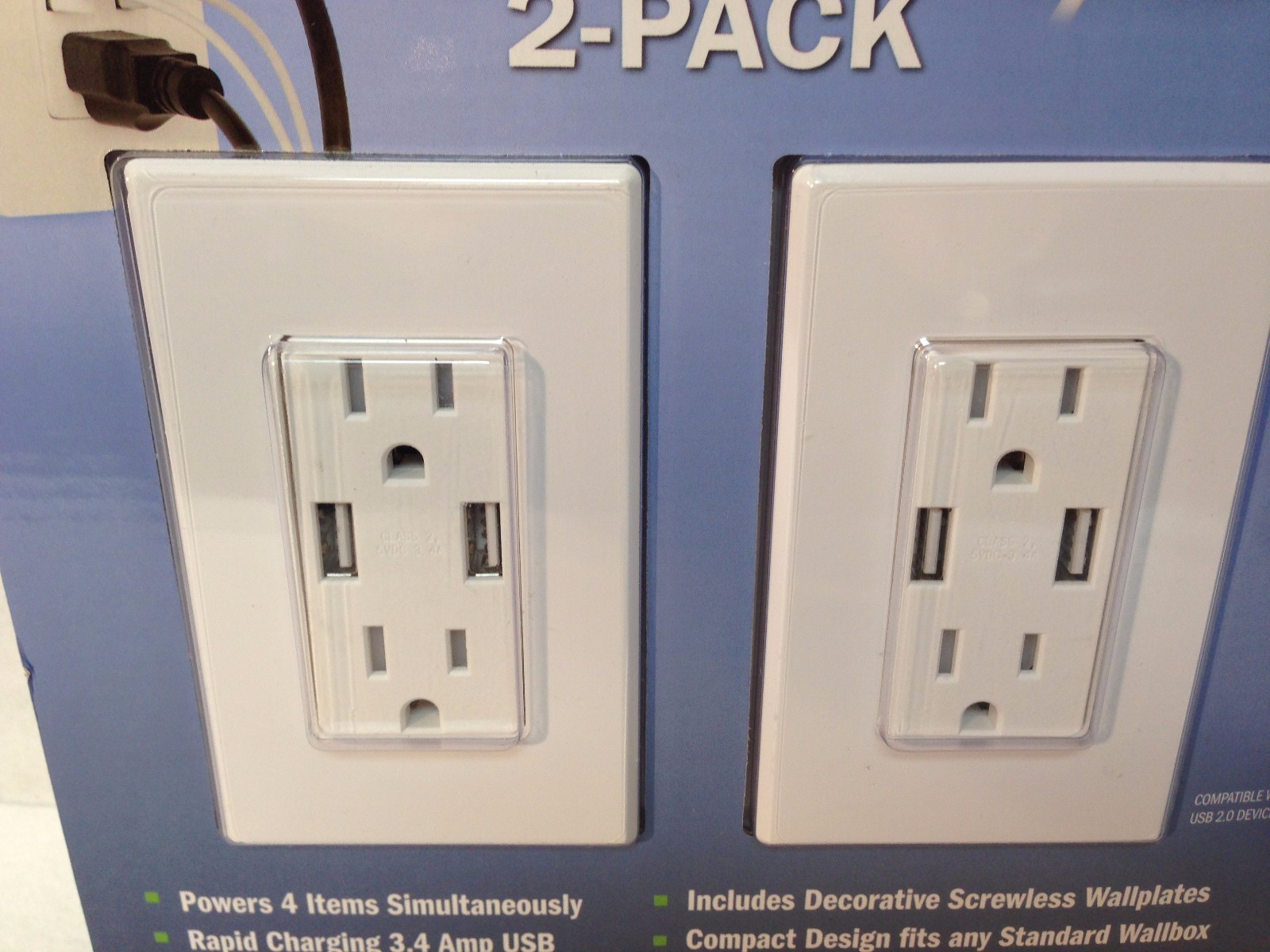4 Packs of 2-Pack Feit Electric Wall Outlets with 2 USB Ports - New In Box