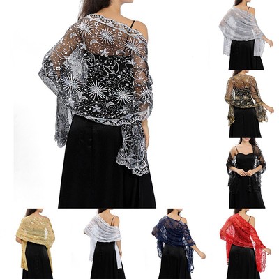 Elegant Sequin Glitter Beaded Shawl Scarf Wrap for Evening Parties and Weddings