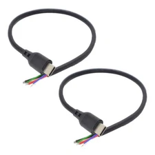 2PCS Type-C USB C Male Pigtail PD Power Cable 1FT 5A Fast Charge for DIY