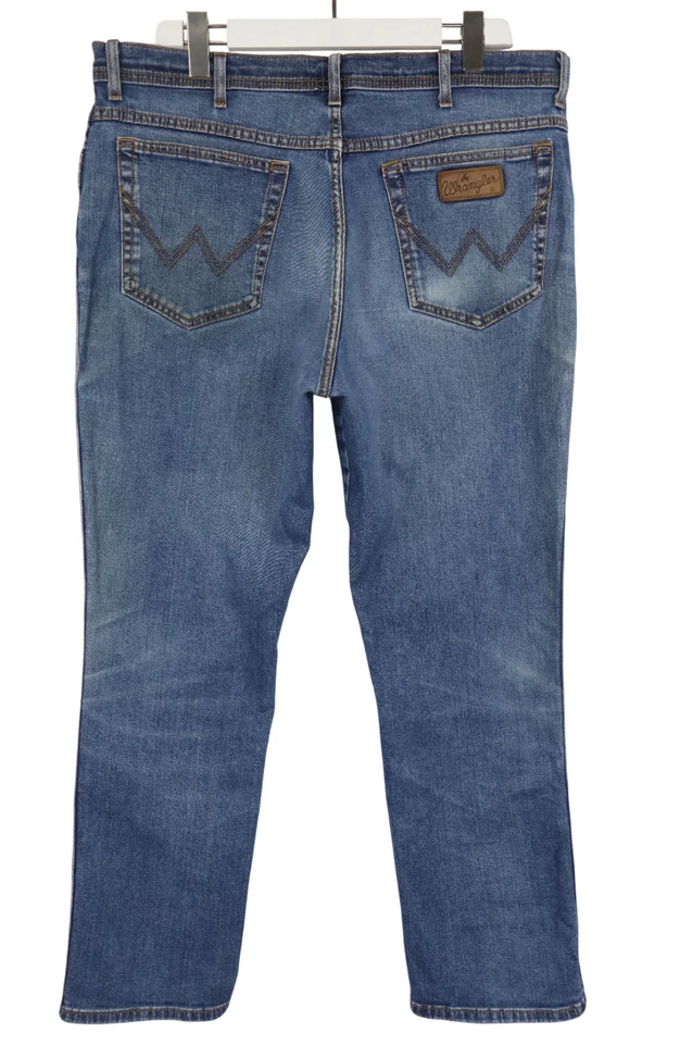 Pantalones de mezclilla WRANGLER Texas elásticos para hombre W40/L32 azul desteñido bigote cremallera mosca Foto 2 de 4