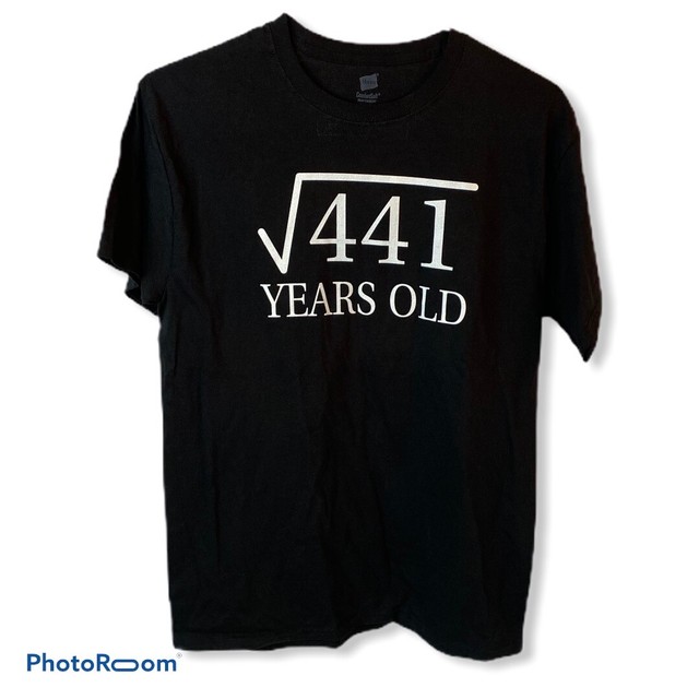 Square Root 21 Birthday T Shirt Tee Mens M Medium Black Math Hanes Comfort Soft EBay