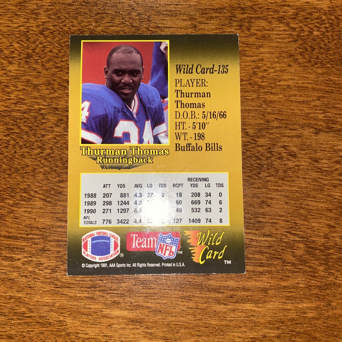 91 Thurman Thomas wild card-135 Buffalo Bills | eBay