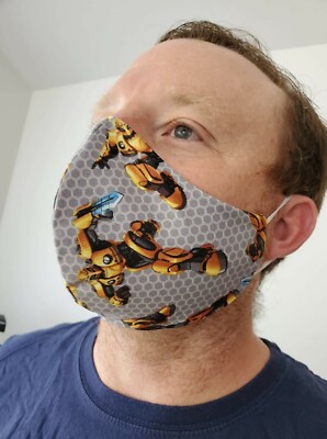 Transformers Bumblebee Adult,Kids Handmade Face Mask w pocket to filter cotton 