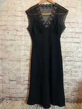 Jones NY Midi Dress Womens 10 LBD Black Mesh & Embroidery Whimsigoth Babydoll