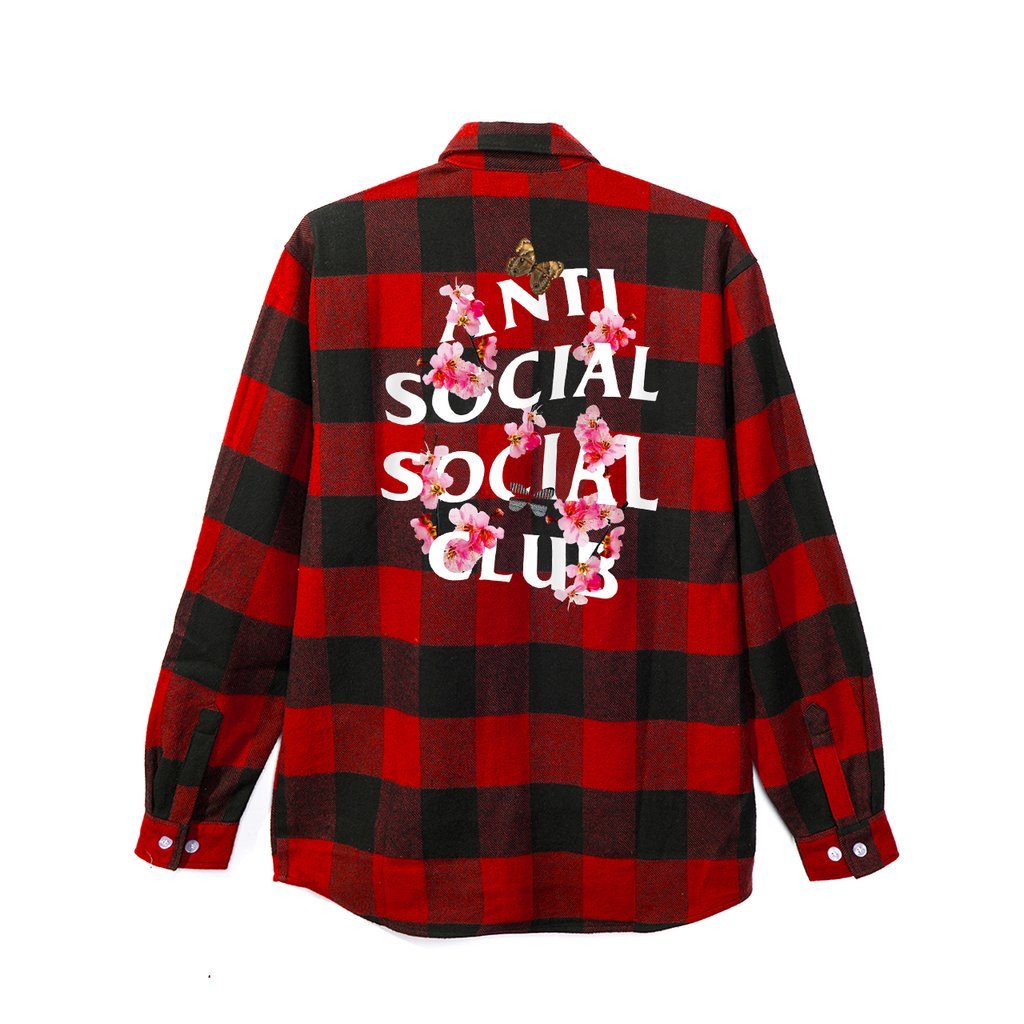 Anti Social Social Club Kkoch Flannel Red Floral Size S M | eBay