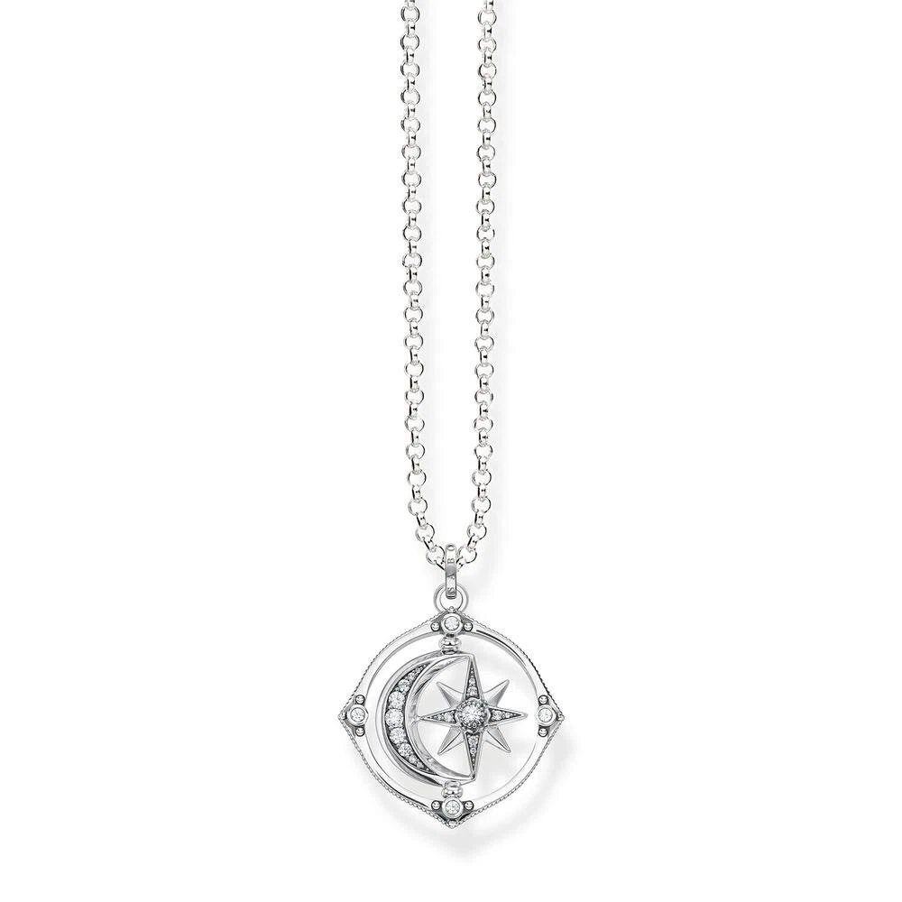 Genuine THOMAS SABO SterlingSilver Spinning Star Moon Necklace