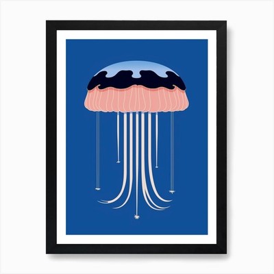 Upside Down Jellyfish Simple Illust Framed Wall Art Poster Canvas Print Picture