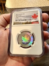 2003 CANADA SILVER 3 DOLLARS MAPLE LEAF HOLOGRAM NGC SP 70 *D