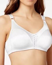NWT Bali 42D Double Support Tailored Wireless Lace Up Front Bra DF3820 White