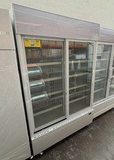 Prodis XD1201S B-GRADE White Double Sliding Door Tall Shop Display Fridge 2