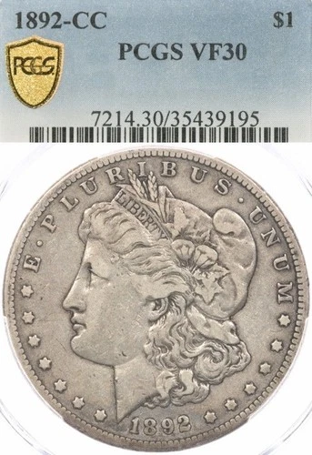 1892-CC $1 PCGS VF30 Morgan Silver Dollar Carson City