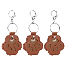 Pet Fur Storage Keychain Leather Dog Fur Keepsake Brown 3Pcs