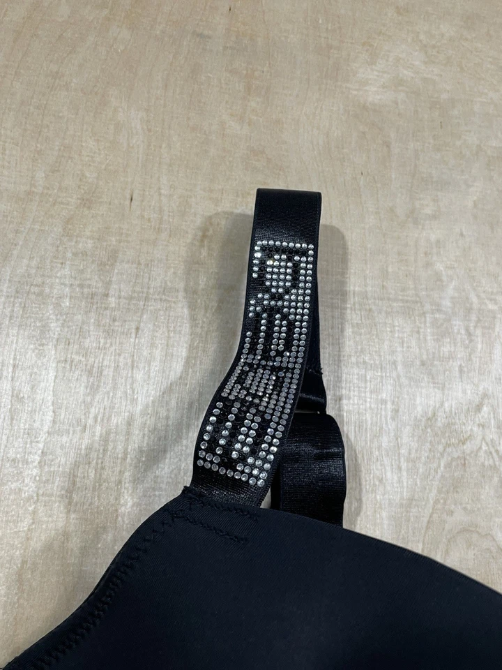 Sutiã Bebe Push Up Shine alça de strass tamanho 38D, preto - Imagem 3 de 4