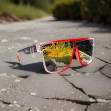 New Mirror Lense Quiksilver Sunglasses UV400 Protection Red White Blue Frame