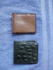 Vintage 1970s Hand Tooled Child's Leather Wallets 2 Brown  Black