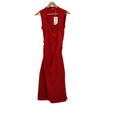 Quince Women Stretch Cotton Jersey Square Neck Ruched Midi Dress Chile M