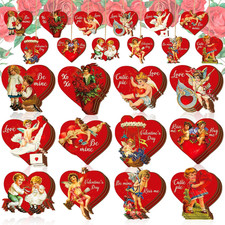 36 Wooden Heart Angel Ornaments for Valentine's Day Tree Decor