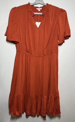 Women's Flutter Short Sleeve Tiered Dress - Knox Rose Orange XXL