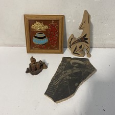 4pc Southwest Art Lot Cleo Teissedre Signed Peyron Zapata Stone Coyote Mission