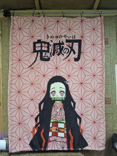 Demon Slayer-Kimetsu No Yaiba Plush Throw-Anime-Pink-Blanket